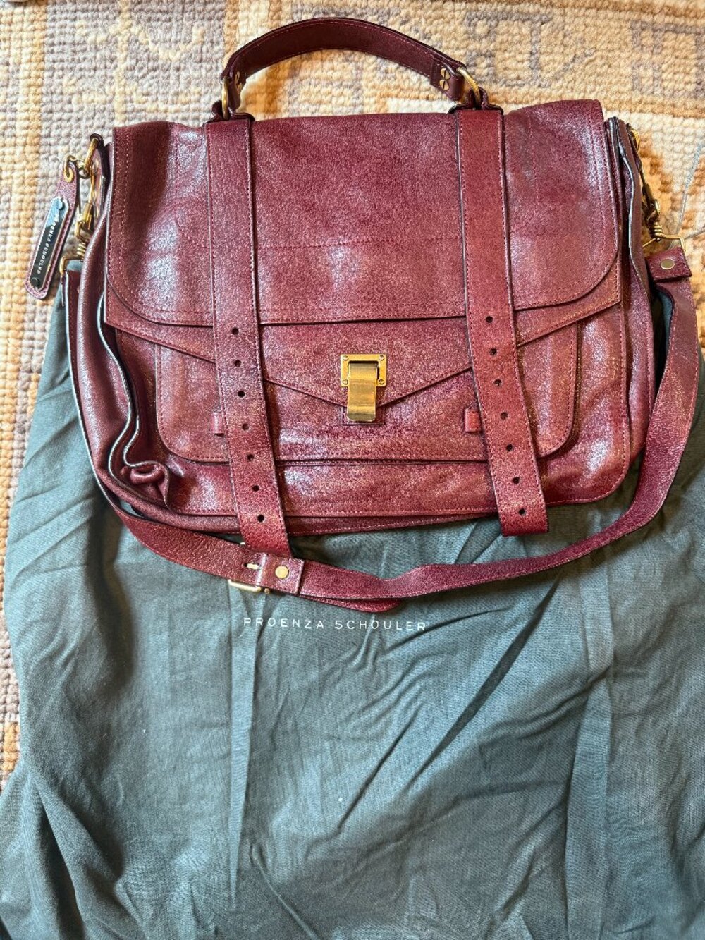 Proenza Schouler PS1 Satchel Burgundy/Red with Gold Hardware